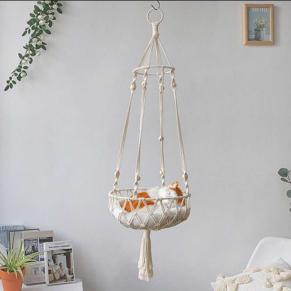 Handmade Macrame Cat Hammock | Space Saving Bed Without Pillow
