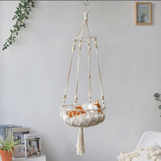 Handmade Macrame Cat Hammock | Space Saving Bed Without Pillow