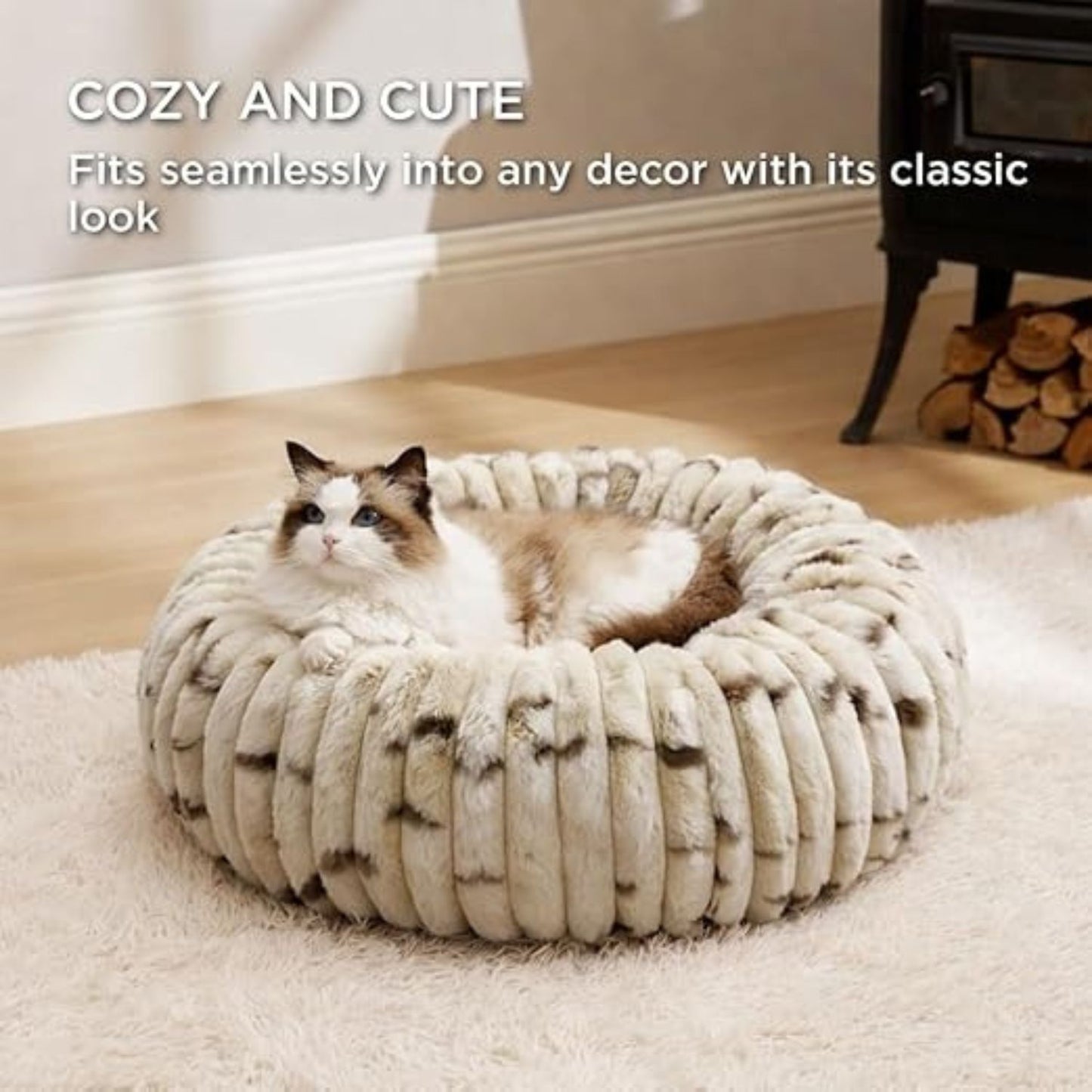 Pet Donut Bed for Cats & Small Dogs | Extra-Small, Calming, Soft Plush, Washable & Reversible