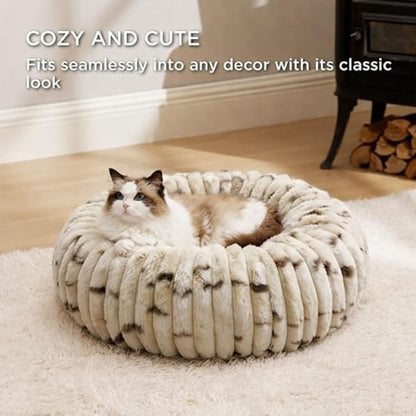 Pet Donut Bed for Cats & Small Dogs | Extra-Small, Calming, Soft Plush, Washable & Reversible