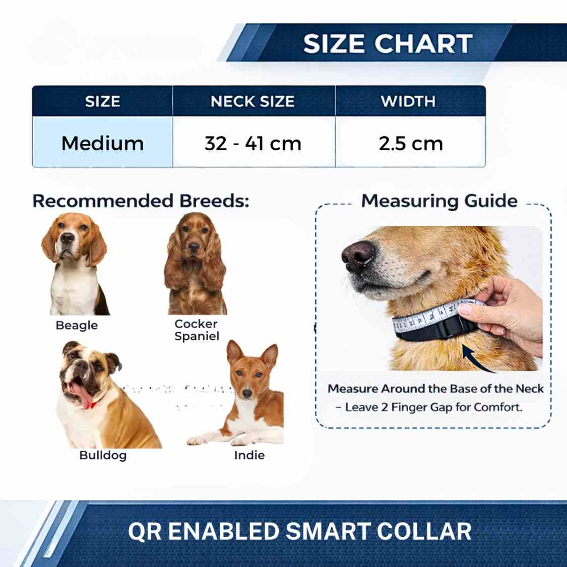 Pet Collar With QR Code | Smart ID Safety Collar For Dogs (Blue)