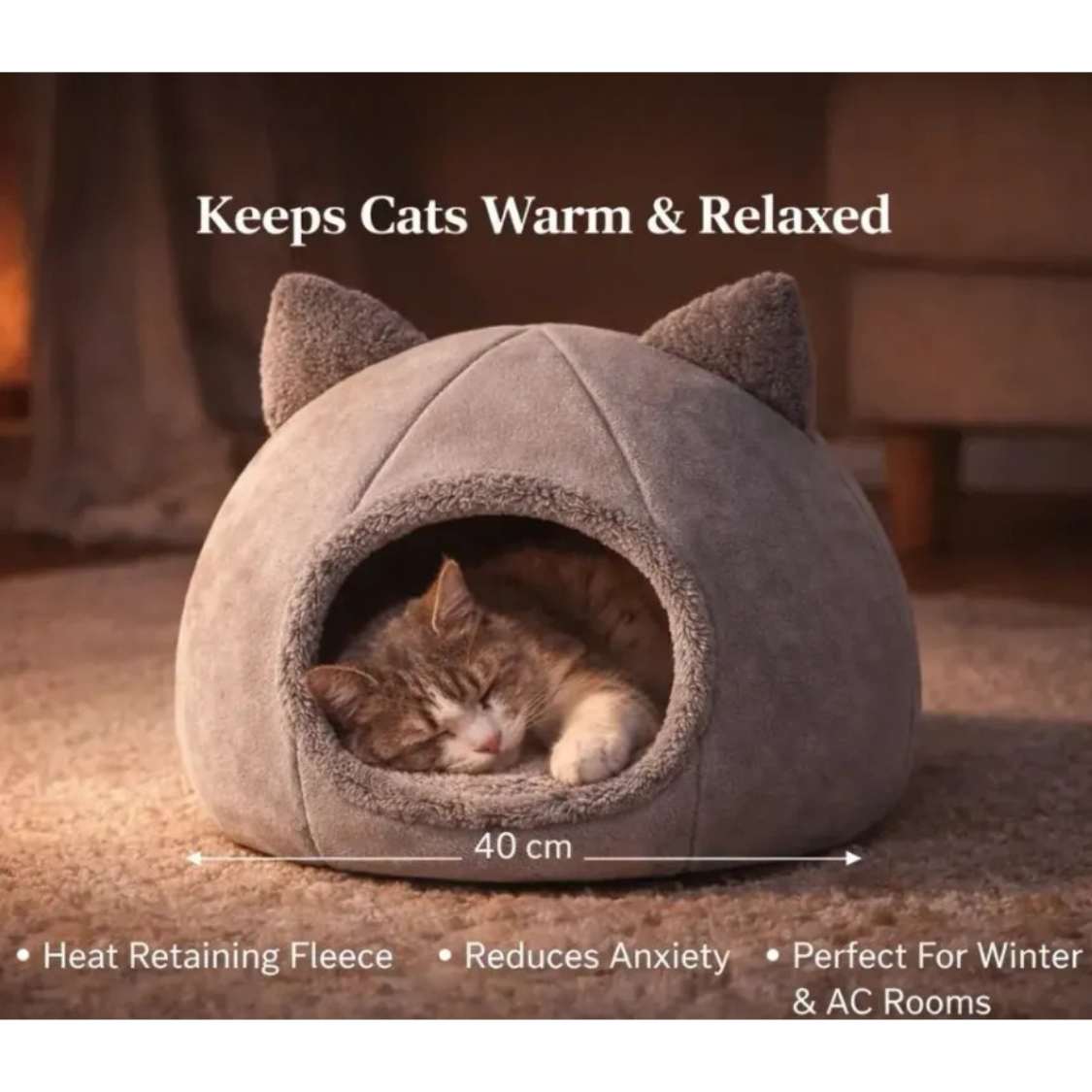 Foldable Cat House Bed | Cozy Indoor Cat Cave With Cushion