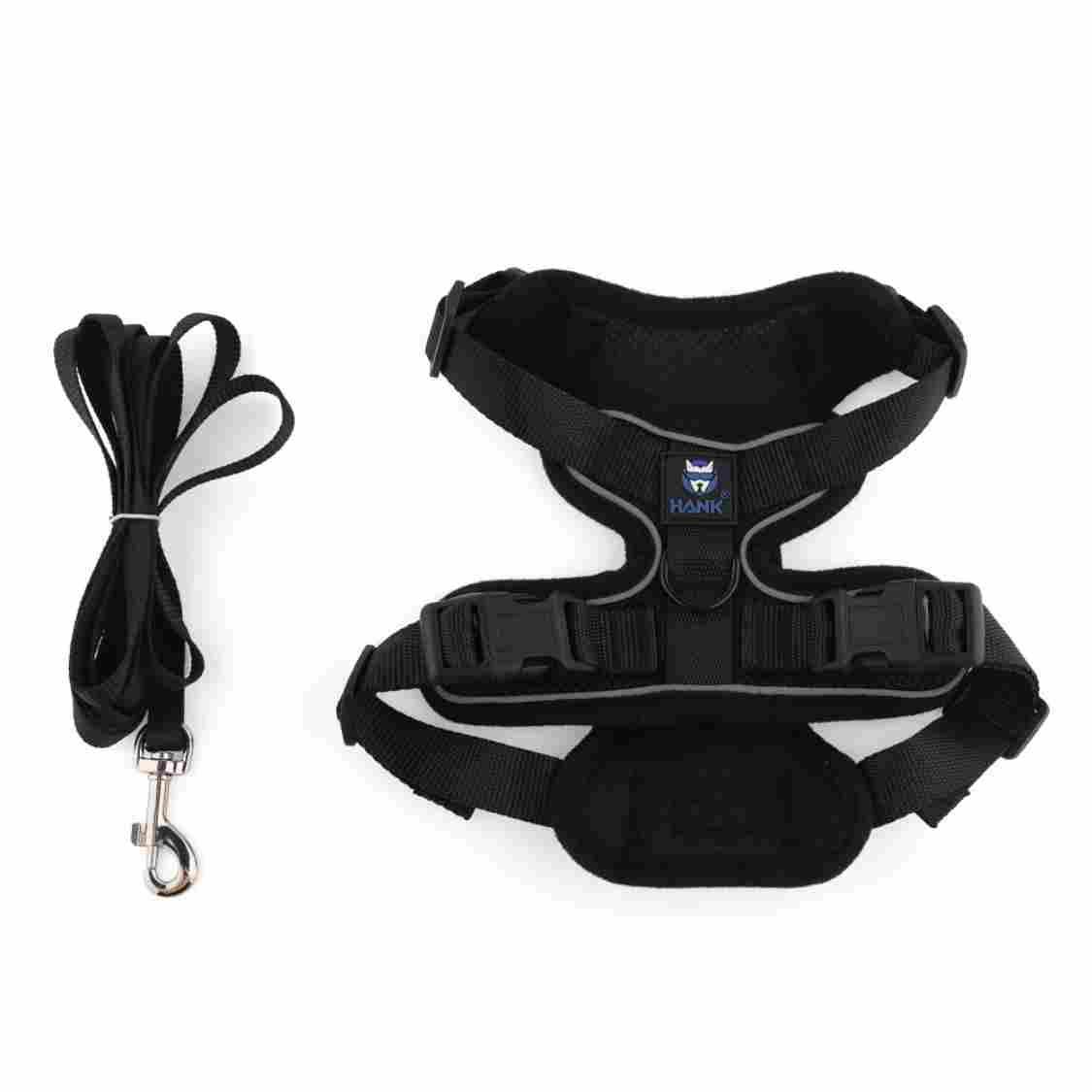 HANK Reflective Cat & Small Dog Harness With Leash For Daily Walks (Black)