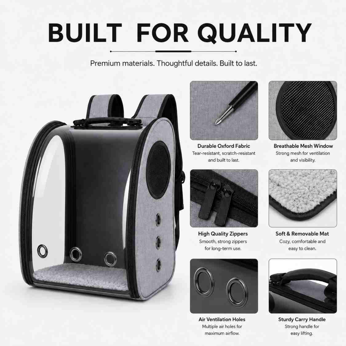 Transparent Pet  Carrier Backpack With Air Ventilation