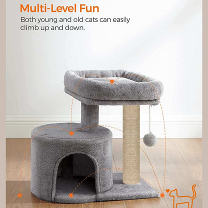 Cat Tree with Scratching Post, Condo and Toy Ball, 19 Inch x 12 Inch x 18 Inch