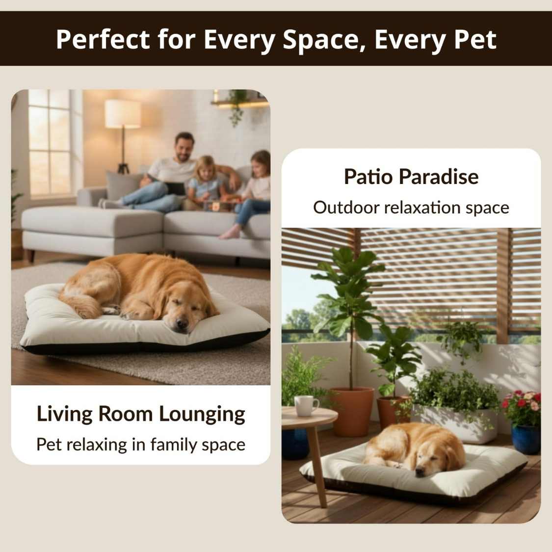 Reversible Pet Bed Washable Velvet Bed With Soft Mattress For Dogs & Cats (Brown)