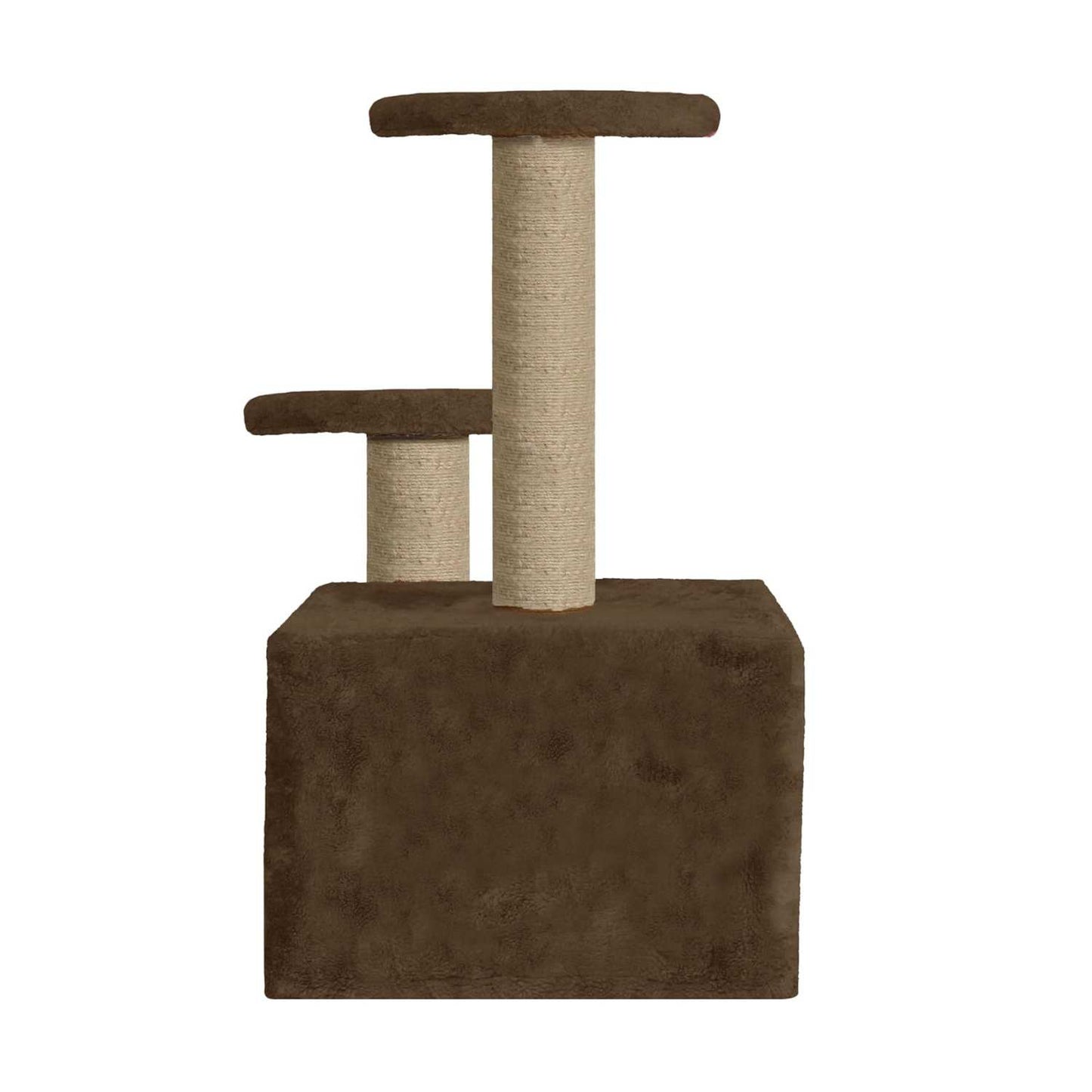 Soft Fur Activity Cat Tree - Natural Sisal Rope, Condo with Sisal Scratching Post, Hanging Ball Toys for Cats and Kittens (Height 26 Inch) (Brown)