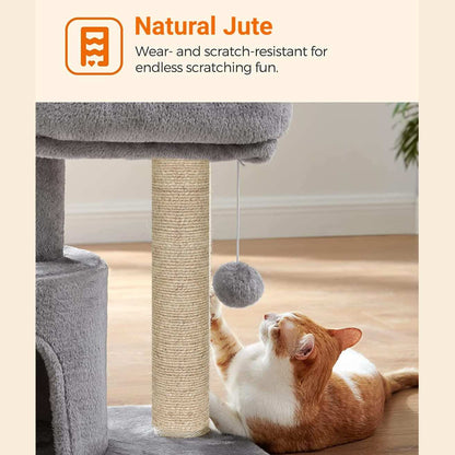 Cat Tree with Scratching Post, Condo and Toy Ball, 19 Inch x 12 Inch x 18 Inch