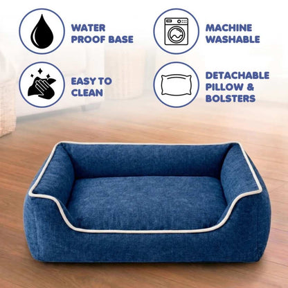 Premium Orthopedic Dog Bed With Bolsters | Washable & Anti Slip Pet Bed