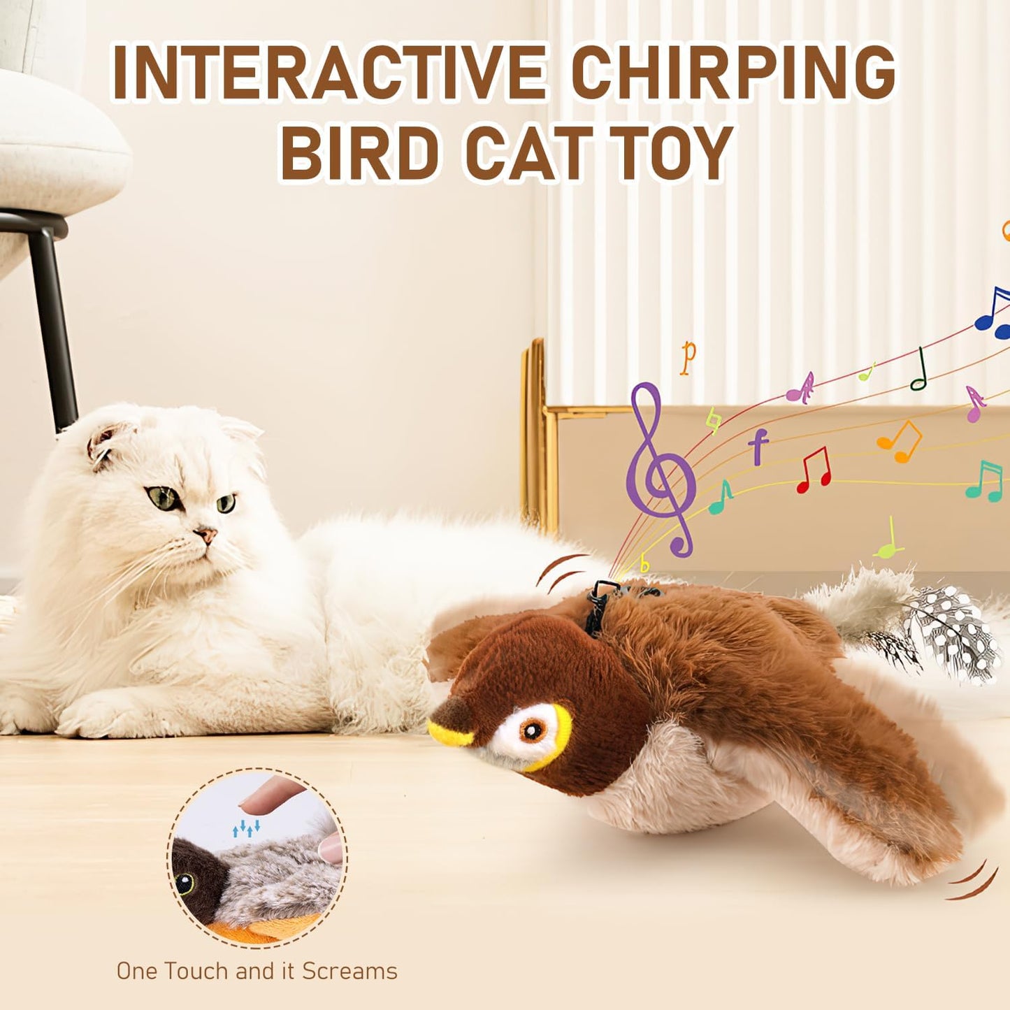 Rechargeable Chirping Flapping Bird Toy For Pets