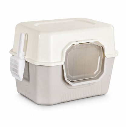 Covered Cat Litter Box With Swing Door & Scoop