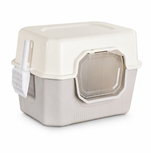 Covered Cat Litter Box With Swing Door & Scoop