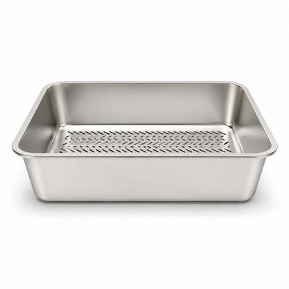 Stainless Steel Sifting Cat Litter Tray | Easy Clean Twin Tray