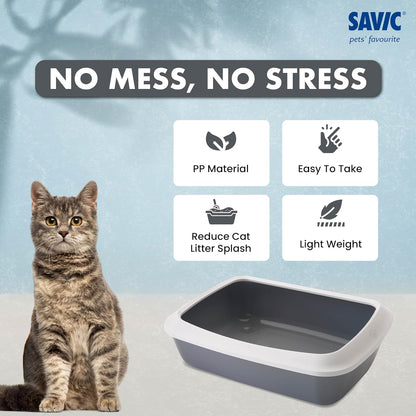 Iriz Cat Litter Tray with Rim – Mess-Free & Easy Clean (Grey)