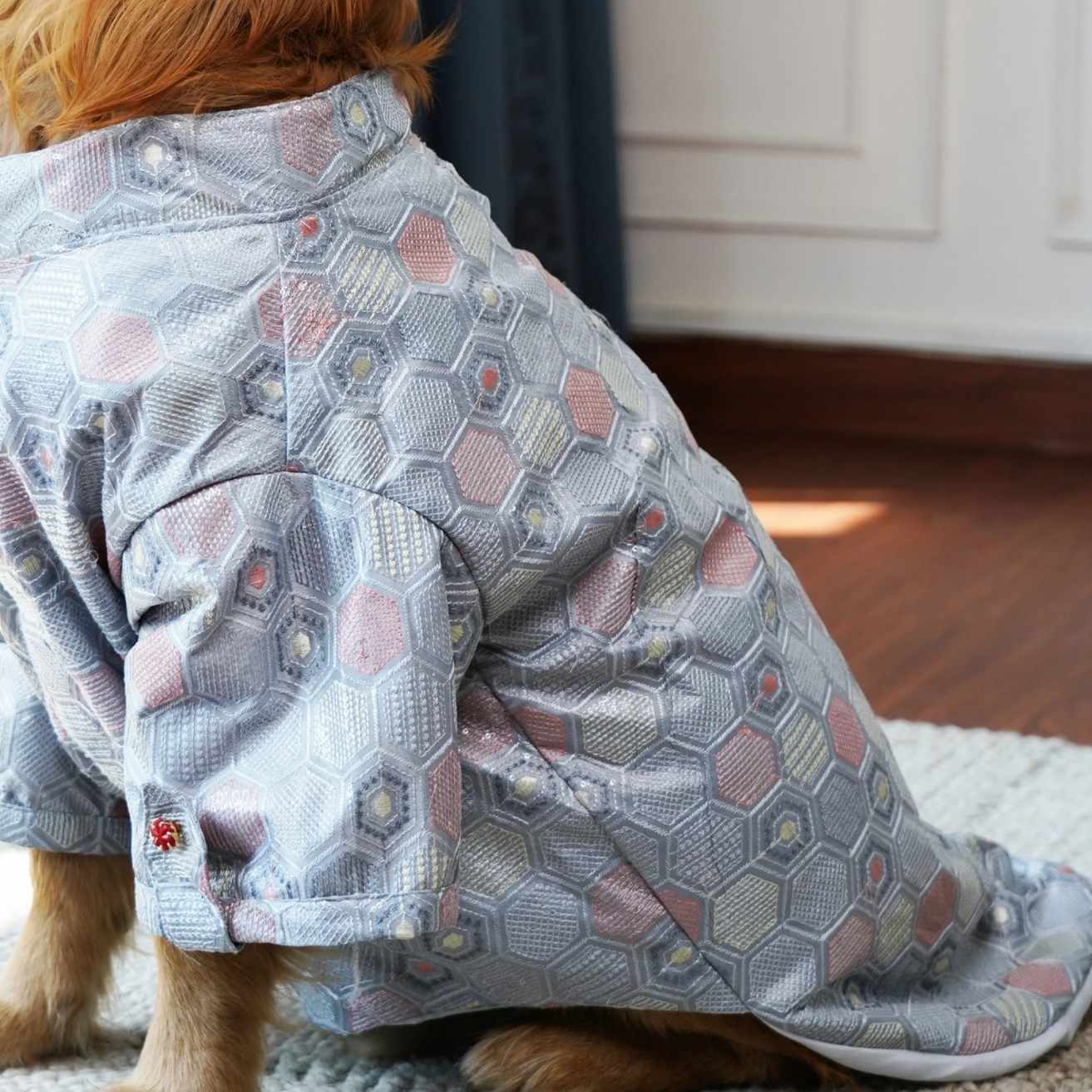 Hexa Monosilk Designer Dog Kurta Geometric Festive Ethnic Wear for Dogs