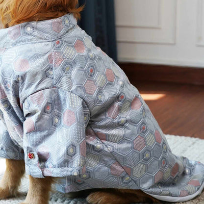 Hexa Monosilk Designer Dog Kurta Geometric Festive Ethnic Wear for Dogs