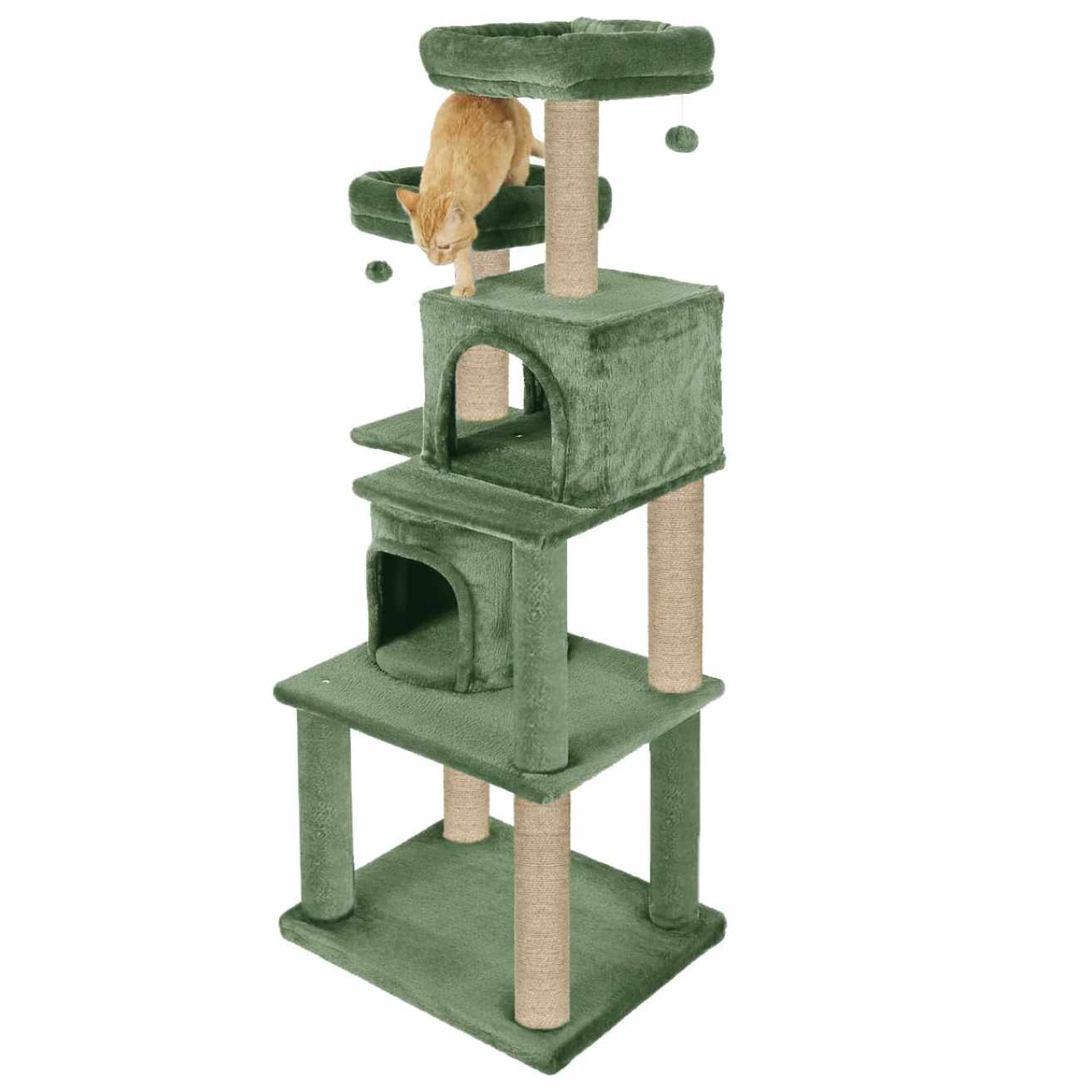 Multistory Fur Fabric Cat Tree for Kittens | 57 Inch (FURR-55)