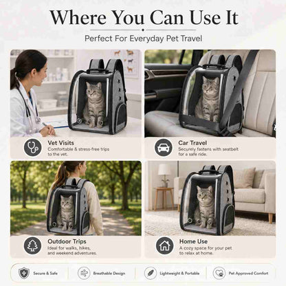 Transparent Pet  Carrier Backpack With Air Ventilation