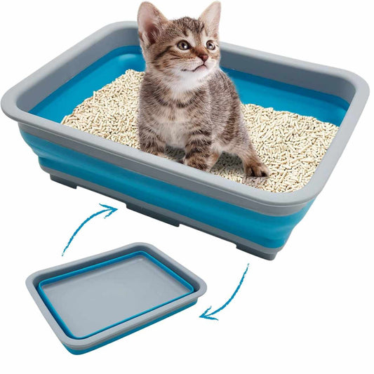 Foldable Cat Litter Box for Travel & Home Use