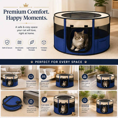 Foldable Pet Playpen Tent For Cats & Small Dogs