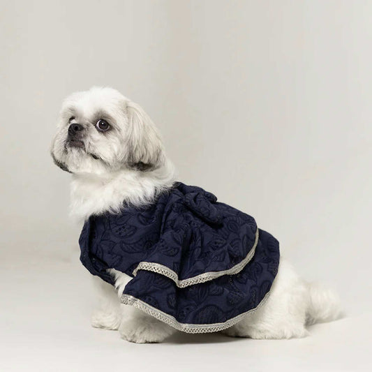 Sapphire Twirl Lehenga for Dogs – Elegant Festive Wear for Pets