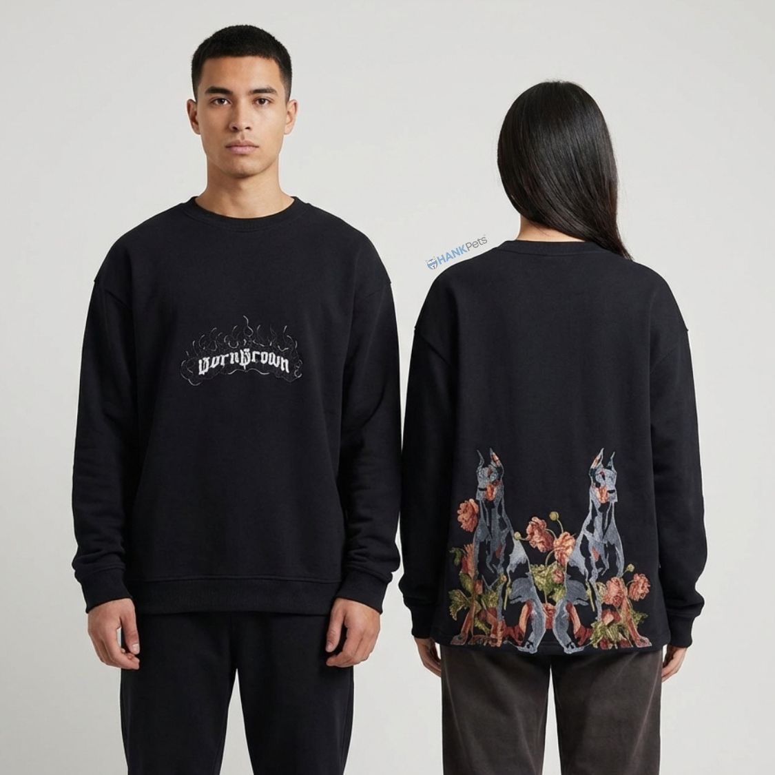 Unisex Twin Doberman Premium Embroidery Sweatshirt