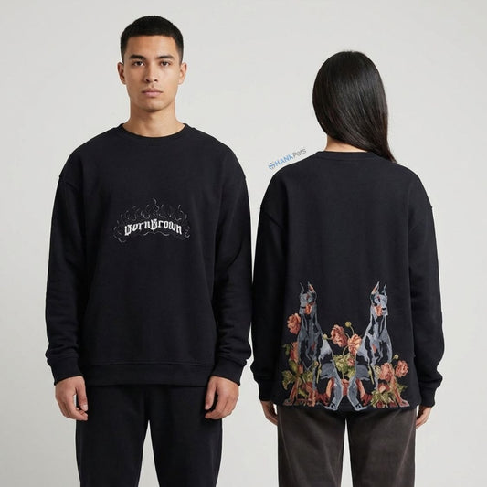 Unisex Twin Doberman Premium Embroidery Sweatshirt