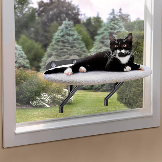 K&H Universal Mount Kitty Sill Cat Window Perch | Soft Fleece, 14x24 Inch