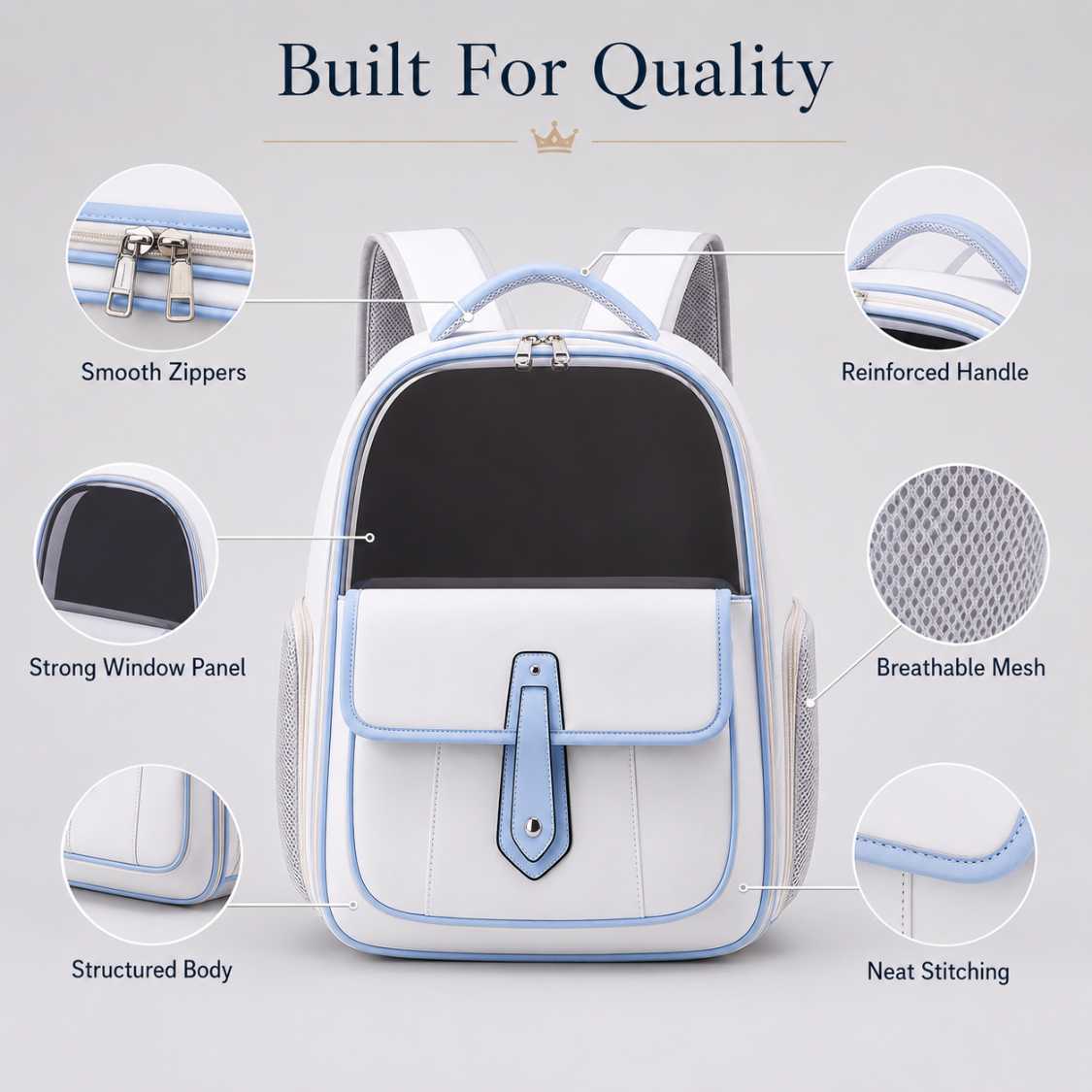 Pet Carrier Backpack For Cats With Breathable Mesh Sides