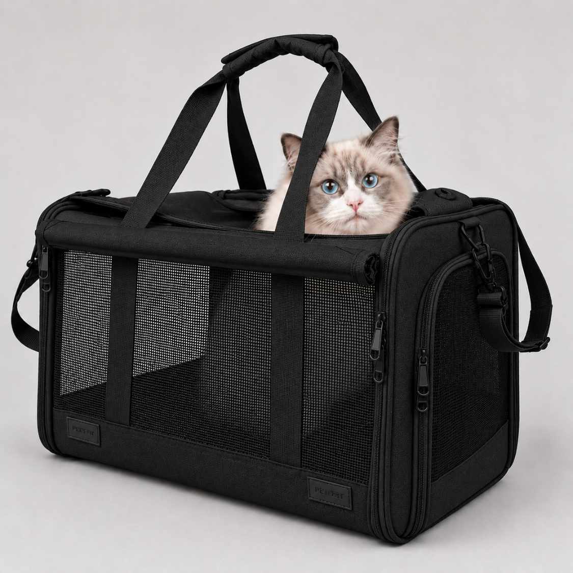 Foldable Cat Carrier Bag With Mesh Window For Travel