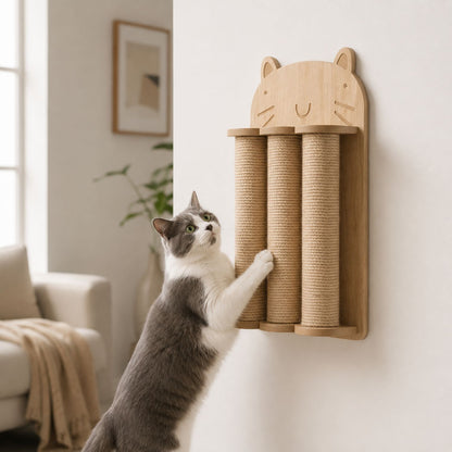 ScratchShield Wall Cat Scratcher | Vertical Sisal Wall-Mounted Scratching Post