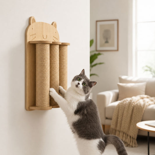 ScratchShield Wall Cat Scratcher | Vertical Sisal Wall-Mounted Scratching Post