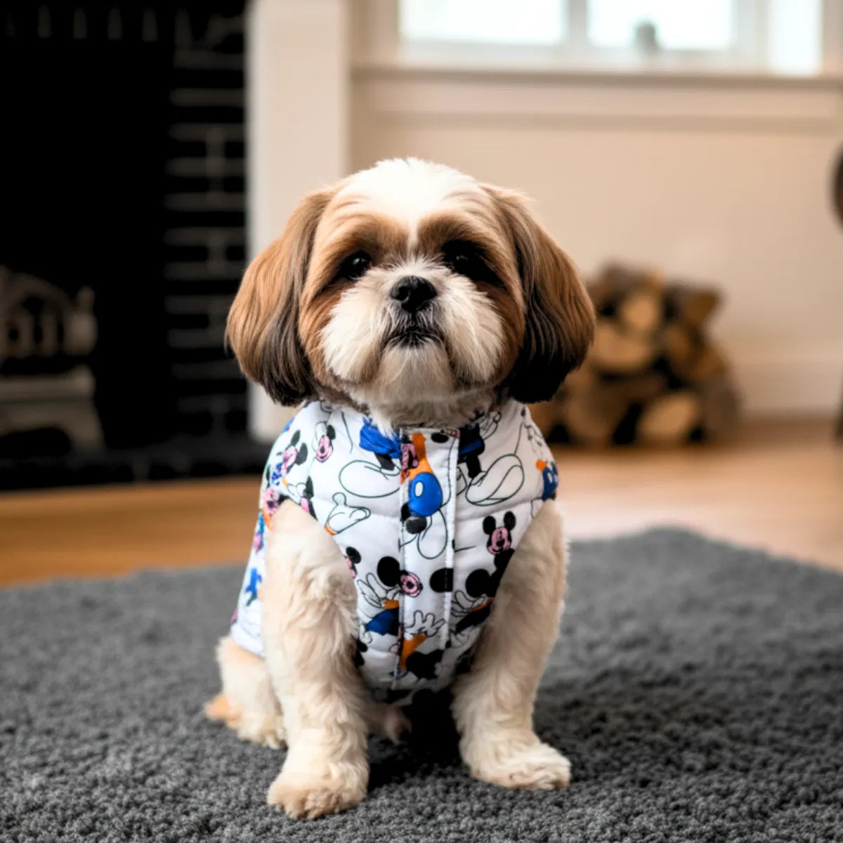 Mickey Mouse Dog Jacket | Elegant Printed Puffer Coat