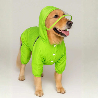 Neon Green Dog Raincoat | Waterproof Hooded Pet Rain Jacket