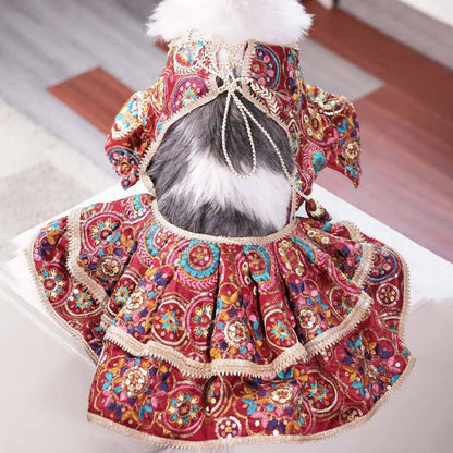 Luxury Embroidered Dog Lehenga | Royal Wedding Wear for Dogs