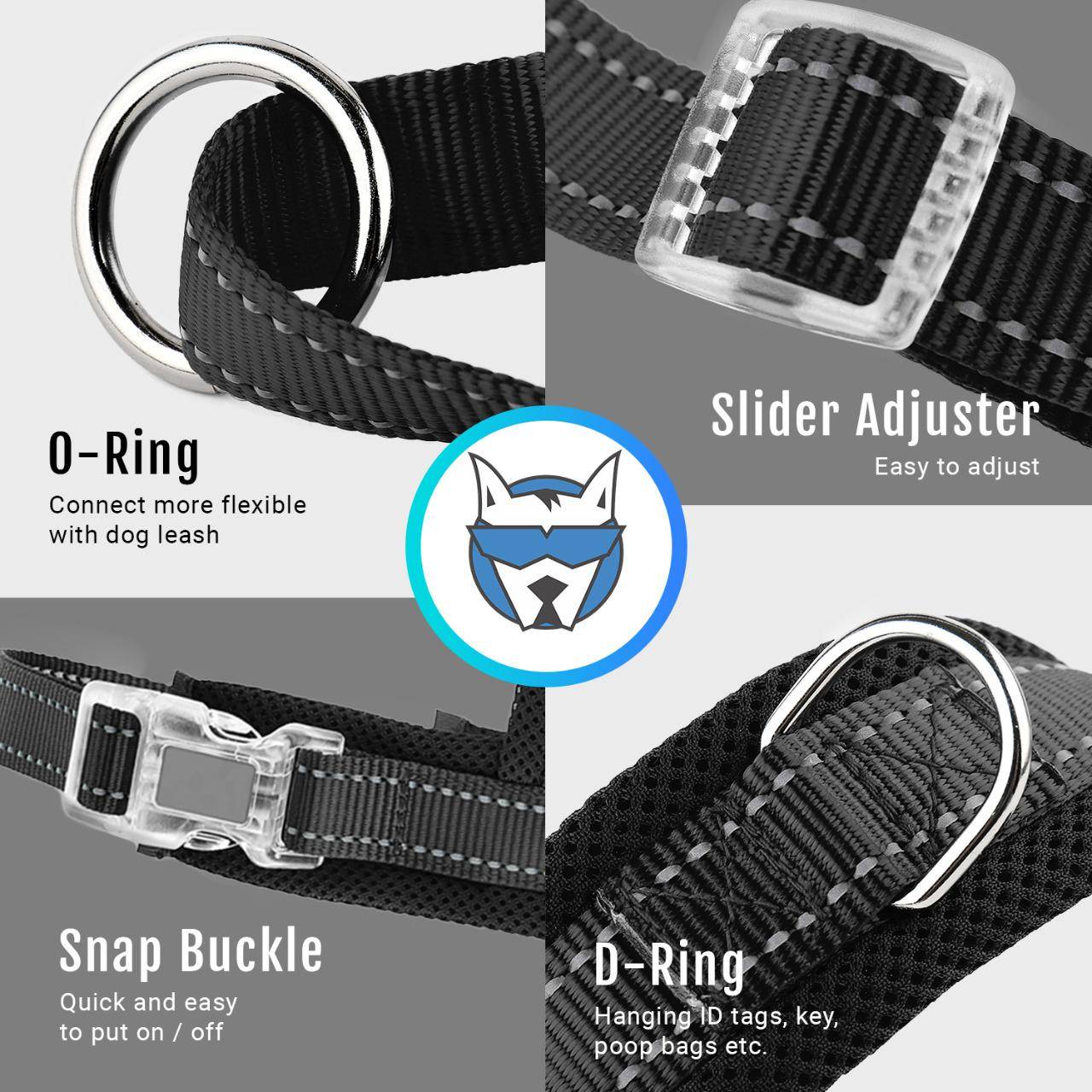 Quick fit dog harness black