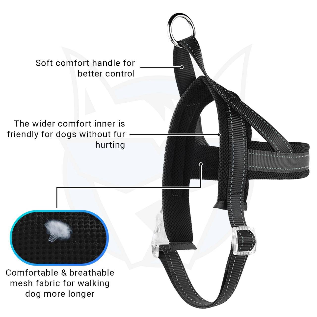 Quick fit dog harness black Hank