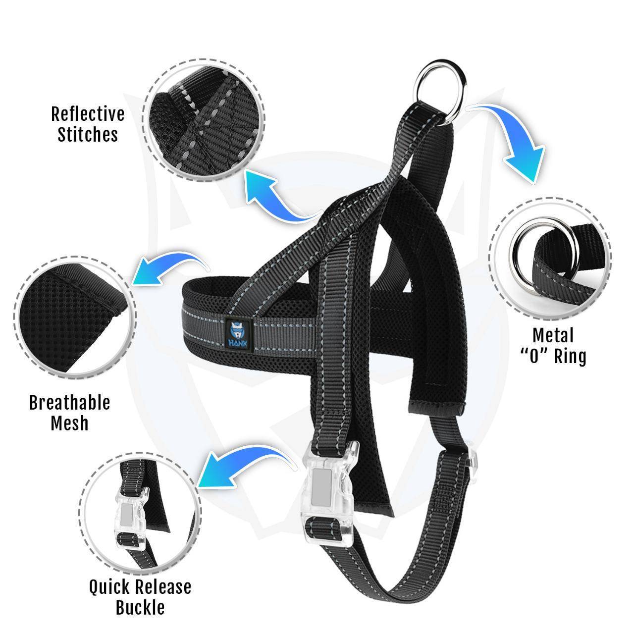 Hank Quick fit dog harness black