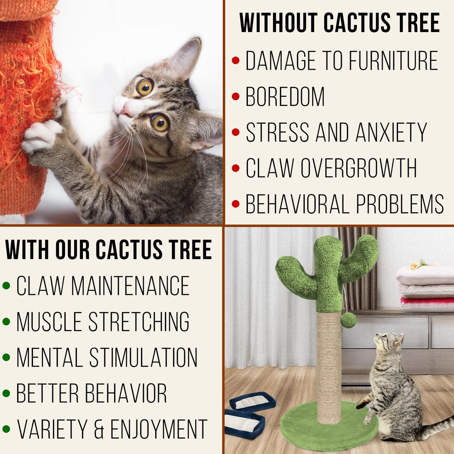 Cactus Cat Scratching Post Tower (20x16 in)
