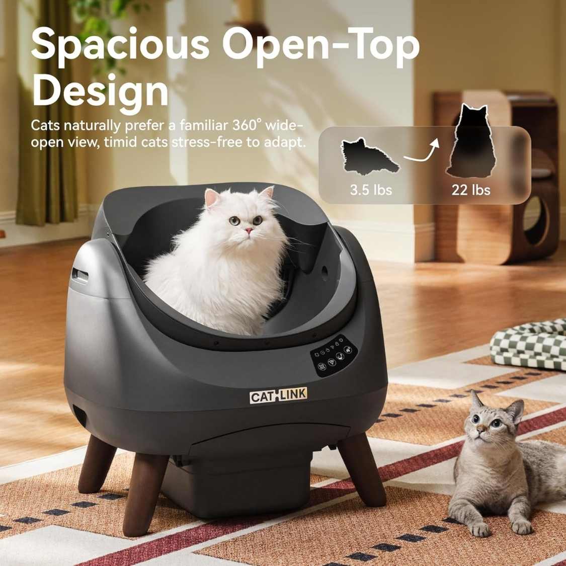 Automatic Self Cleaning Litter Box for Cats | WiFi, AI Monitoring, Multi Cat Household