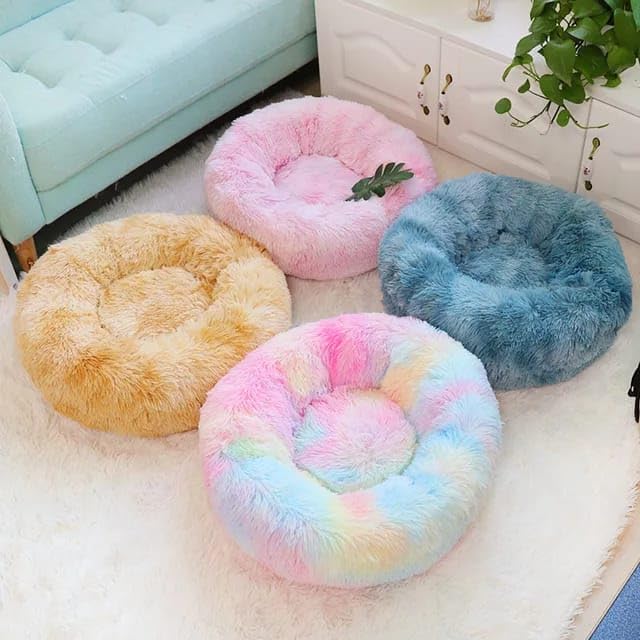Round Donut Pet Bed for Cats & Dogs | Washable