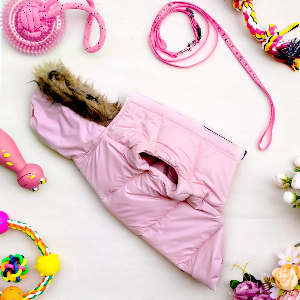 Pink Waterproof & Windproof Dog Winter Jacket