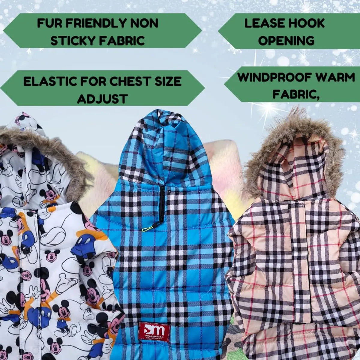 Mickey Mouse Dog Jacket | Elegant Printed Puffer Coat