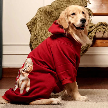 Rudolph Red Hoodie | Festive Red Winter Pet Hoodie