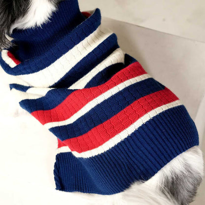 CruiseLine Knit Sweater | Classic Navy Winter Pet Sweater