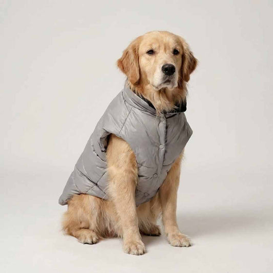 GreyWhisper Puffer | Elegant Grey Winter Pet Jacket