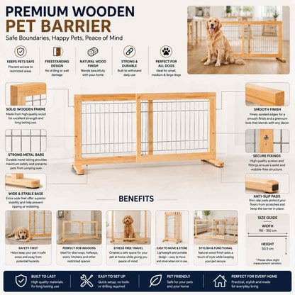 Trixie Pinewood Dog Barrier With Door | Indoor Pet Safety Gate