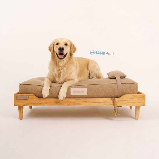 Wooden Dog Bed with Mattress & Cushion | Durable, Comfortable Pet Bed for Large Dogs & Cats