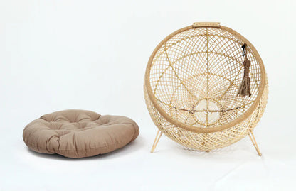 Handmade Luxury Wooden Pet   Bed for Cats & Small Dogs with Soft Cushion