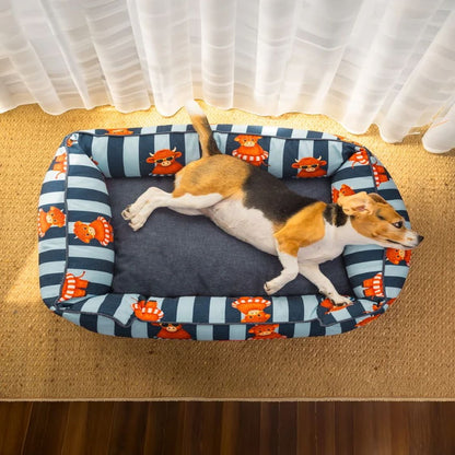 Dog Bed | Raised Side Pet Bed for Cozy Indoor Sleep & Rest - Blue